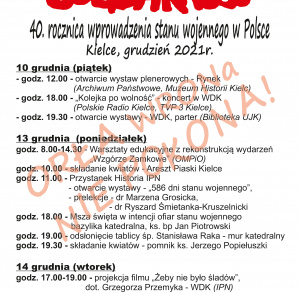 Obchody 40. rocznicy wprowadzenia stanu wojennego w Polsce