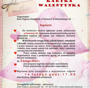 Ogólnopolski Konkurs Plastyczny XV edycji "Moja Kartka Walentynka"